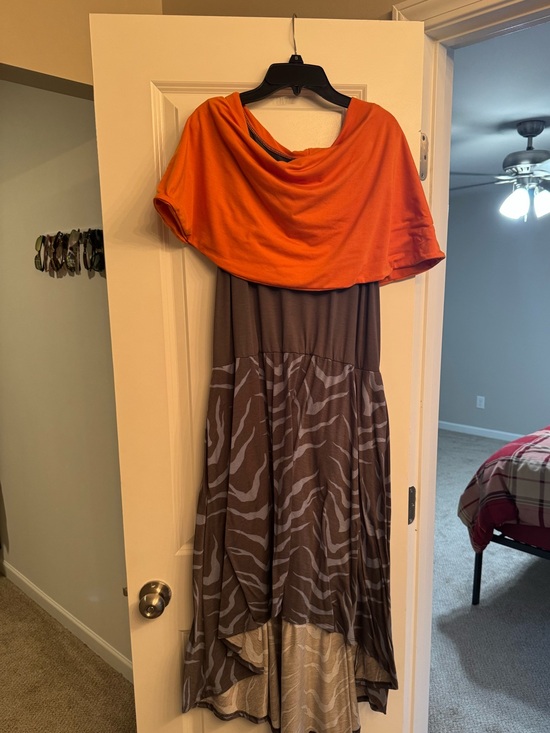Her Universe Dresses & Skirts - Her Universe Orange and Brown High-Low Draped Layered Dress